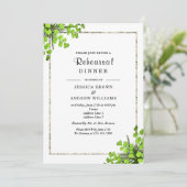 Elegante Corner Fern Dekoration Probe Abendessen Einladung (Stehend Vorderseite)