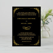 Elegante Corner Swirl Foto Wedding Foil Folieneinladung (Stehend vorne)