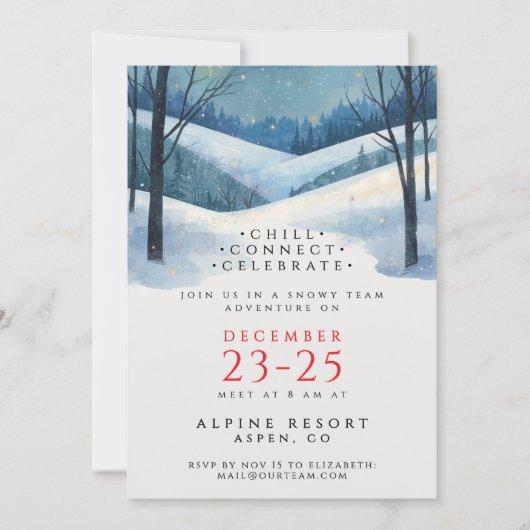 Elegante Corporate Blue Winter Landschaft Wasserfa Einladung (Vorderseite)