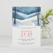 Elegante Corporate Blue Winter Landschaft Wasserfa Einladung (Stehend Vorderseite)