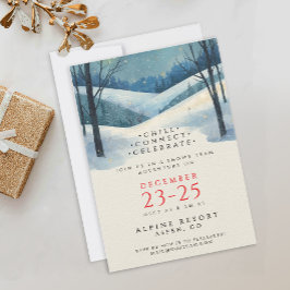 Elegante Corporate Blue Winter Landschaft Wasserfa Einladung