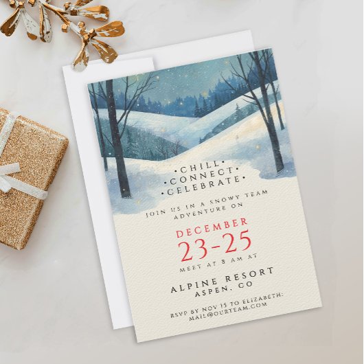 Elegante Corporate Blue Winter Landschaft Wasserfa Einladung