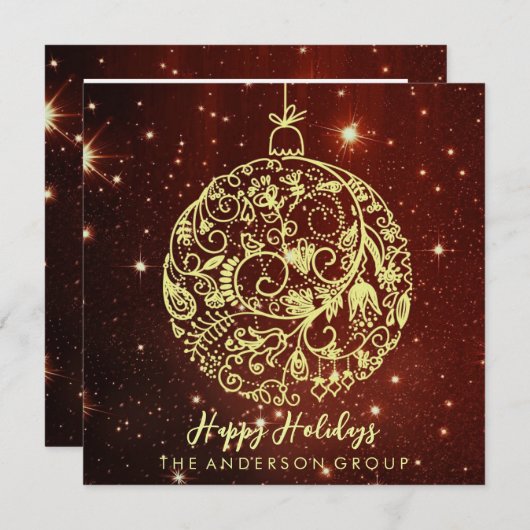 Elegante Corporate Happy Holidays Gold Ornament Ro (Vorne/Hinten)