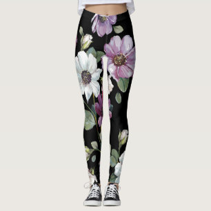 Elegante Cosmos-Blumen: Wasserfarbene Nahtlose. Leggings