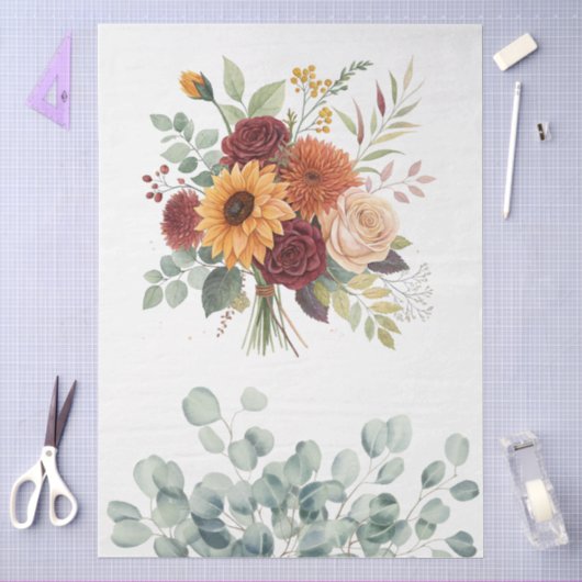 Elegante Cotattecore Fall Floral Bouquet Entdeckun Seidenpapier (Basteln)