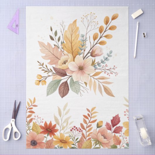 Elegante Cotattecore Fall Floral Bouquet Entdeckun Seidenpapier (Basteln)
