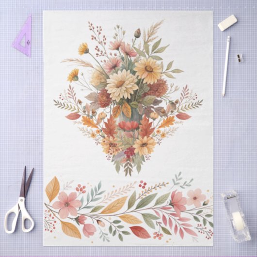 Elegante Cotattecore Fall Floral Bouquet Entdeckun Seidenpapier (Basteln)