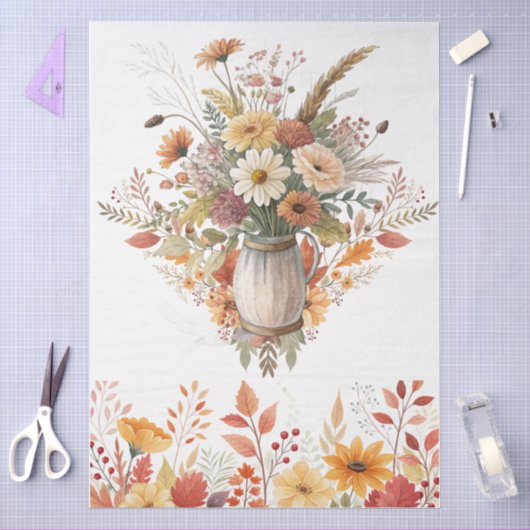 Elegante Cotattecore Fall Floral Bouquet Entdeckun Seidenpapier (Basteln)