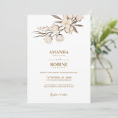 Elegante Cotton Blume Hochzeit Einladung (Stehend Vorderseite)