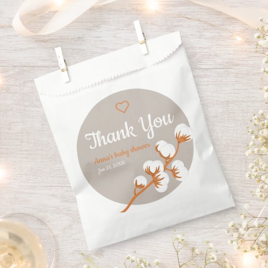 Elegante Cotton Branch Baby Shower Geschenktütchen (Ausgeschnitten)