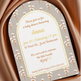 Elegante Cotton Floral Arch Baby Dusche Einladung