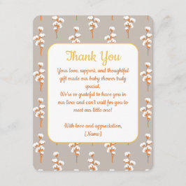 Elegante Cotton Floral Baby Dusche Danke Karte