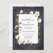 Elegante Cotton Floral Schwarz-weiß Wedding Einladung (Vorderseite)