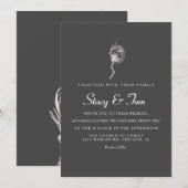 Elegante Cotton Pflanze Gray Wedding Einladung (Vorne/Hinten)