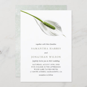 Elegante Cotton White Peace Lily Wedding Einladung