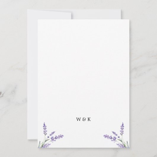 Elegante Country Lavender Wedding Einladung (Rückseite)