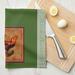 Elegante Country Life Rooster und griechischer Sch Geschirrtuch