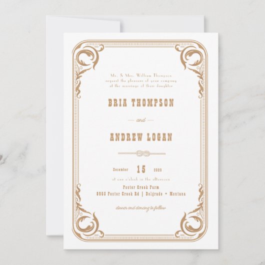 Elegante Country Wedding Einladung (Vorderseite)