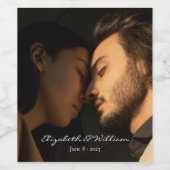 Elegante Couple Foto Jahrestag Hochzeit Weinetikett (Einzelnes Label)
