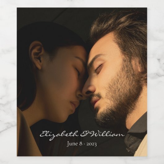 Elegante Couple Foto Jahrestag Hochzeit Weinetikett (Einzelnes Label)