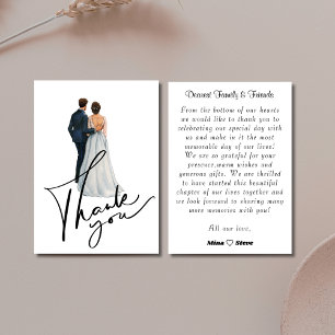 Elegante Couple Illustration Hochzeit Dankeskarte