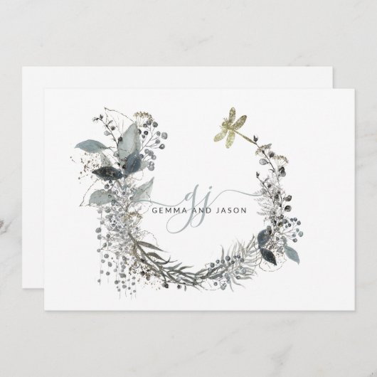 Elegante Couple Monogram Flat Note Card Mitteilungskarte (Vorne/Hinten)