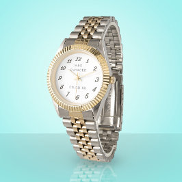 Elegante Couple Monogram Verlobte Verlobung Armbanduhr