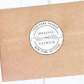 Elegante Couple Names Wedding Rücksendeadresse Runder Aufkleber
