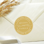 Elegante Couple Names Wedding Rücksendeadresse Runder Aufkleber