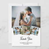 Elegante Couple Personalisiert Foto Collage Weddin Dankeskarte (Vorderseite)