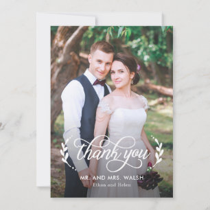 Elegante Couple Wedding Danke Foto Card