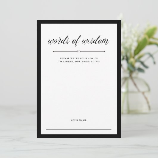 Elegante Couture | Brautparty Advisor Card Hinweiskarte (Stehend Vorderseite)