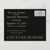 Elegante Couture Business Eröffnungskarte Einladungspostkarte (Rückseite)