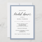 Elegante Couture | Dusty Blue Brautparty Einladung (Vorderseite)