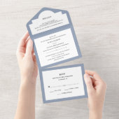Elegante Couture | Dusty Blue Wedding All In One Einladung (Abreißen)