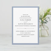 Elegante Couture | Dusty Blue Wedding Einladung (Stehend Vorderseite)