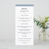 Elegante Couture | Dusty Blue Wedding Menu Menükarte (Stehend Vorderseite)