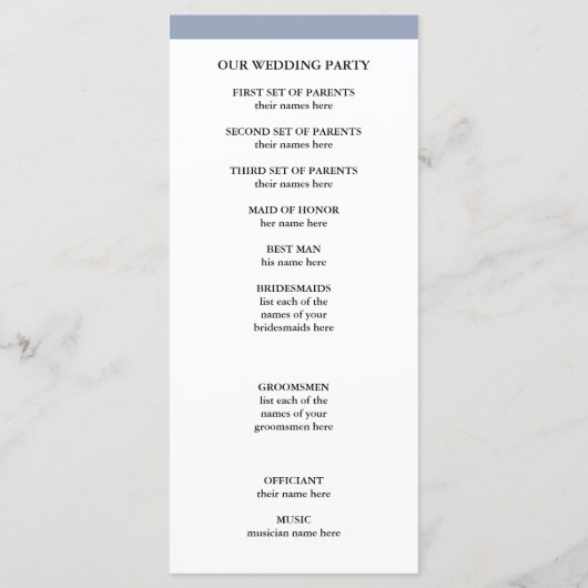 Elegante Couture | Dusty Blue Wedding Program Programm (Rückseite)