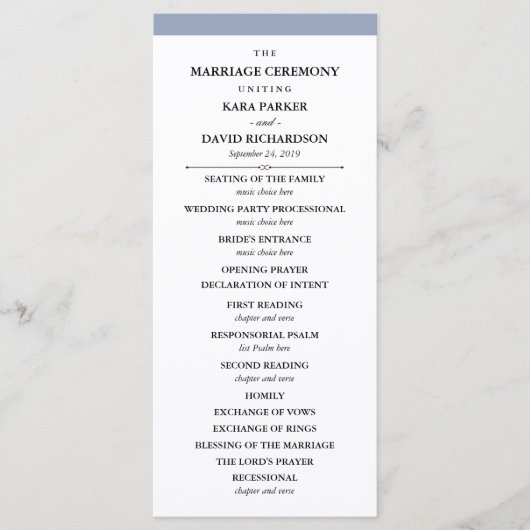 Elegante Couture | Dusty Blue Wedding Program Programm (Vorderseite)