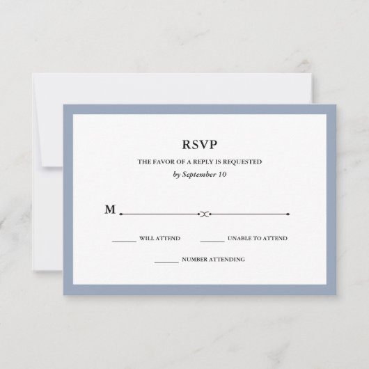 Elegante Couture | Dusty Blue Wedding RSVP (Vorderseite)