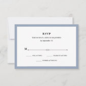 Elegante Couture | Dusty Blue Wedding RSVP Karte (Vorderseite)