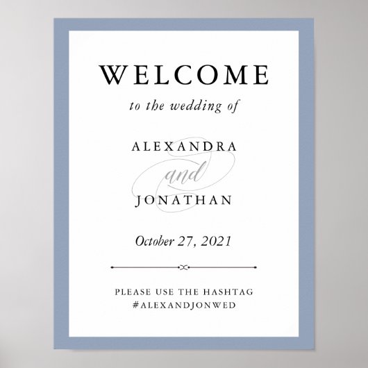 Elegante Couture | Dusty Blue Wedding Welcome Poster (Vorne)