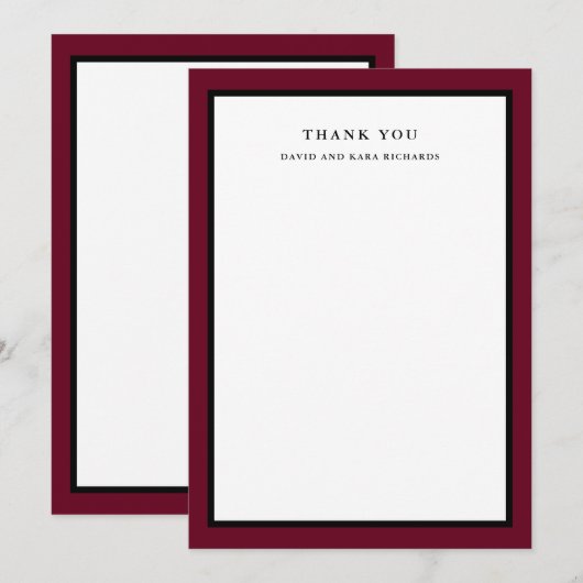Elegante Couture | Marsala Dankeskarte (Vorne/Hinten)
