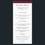 Elegante Couture | Marsala Wedding Menu Menükarte<br><div class="desc">Dieses elegante,  stilvolle Hochzeitsmenü besticht durch schicken schwarzen Text auf weißem Hintergrund,  umgeben von Marsala.</div>