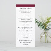Elegante Couture | Marsala Wedding Menu Menükarte (Stehend Vorderseite)
