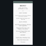 Elegante Couture | Rich Green Wedding Menu Menükarte<br><div class="desc">Dieses elegante,  stilvolle Hochzeitsmenü besticht durch schicken schwarzen Text auf weißem Hintergrund,  umgeben von üppigem Waldgrün.</div>