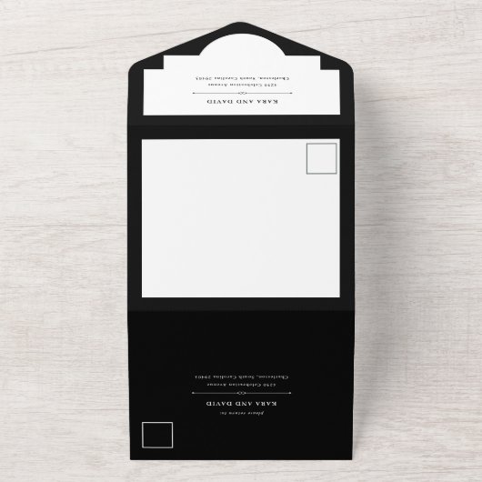 Elegante Couture | Schwarz-Weiß-Hochzeit All In One Einladung (Außenbereich)
