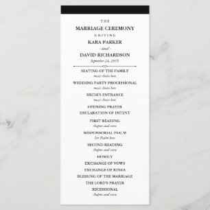 Elegante Couture Schwarz-Weiß-Hochzeitsprogramm Programm