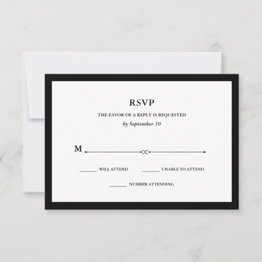 Elegante Couture | Schwarz-Weiß-UAWG RSVP Karte (Vorderseite)