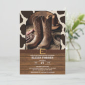 Elegante Cowgirl Boots Baby Shower Einladung (Stehend Vorderseite)
